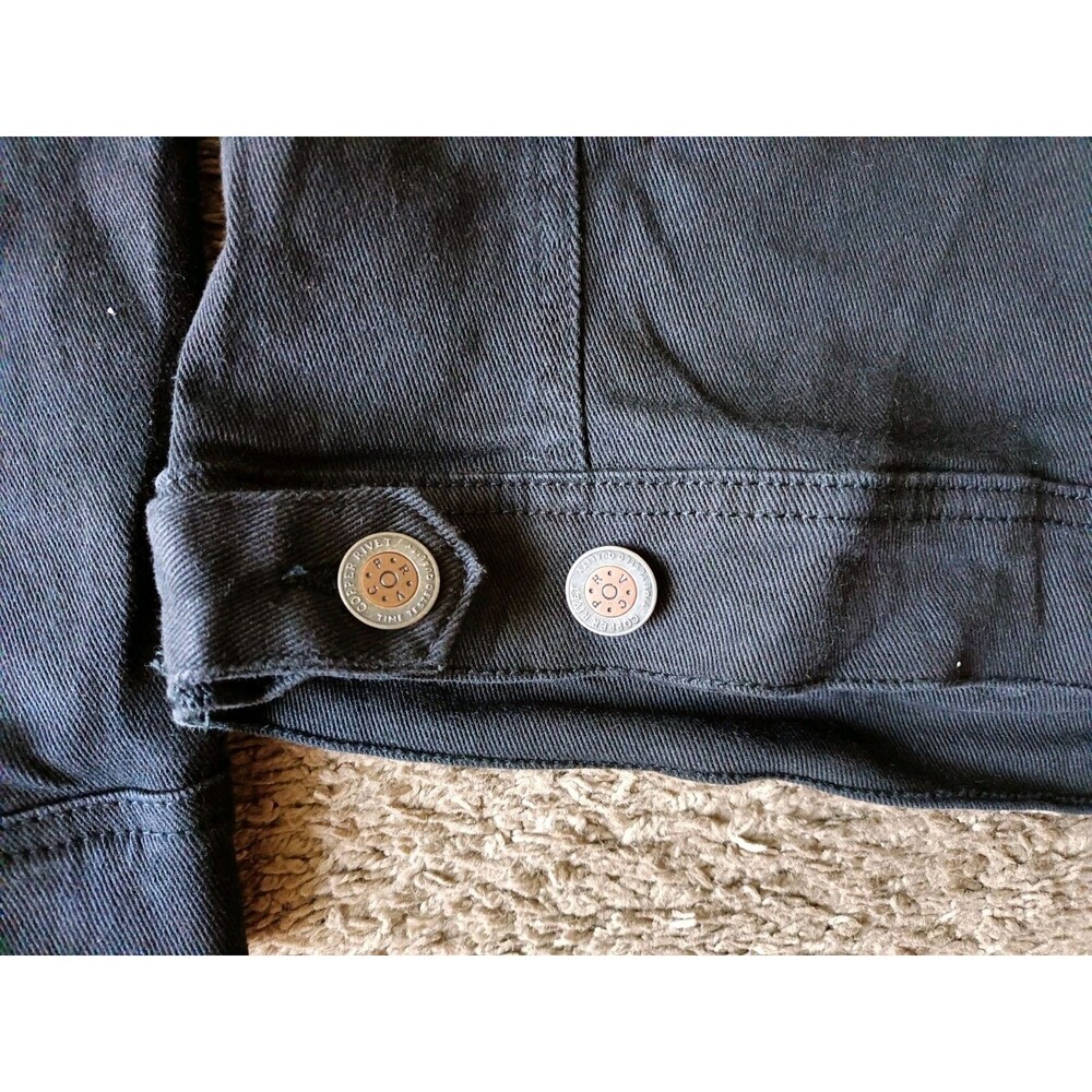 Copper Rivet Denim Jacket Men's Size Small Button Up Black Long Sleeve - Picture 7 of 9